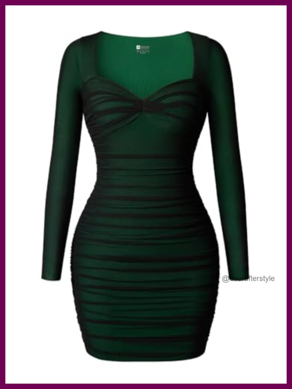LAGSHIAN Women's Bodycon Square Neck Long Sleeve Club Mini Dress